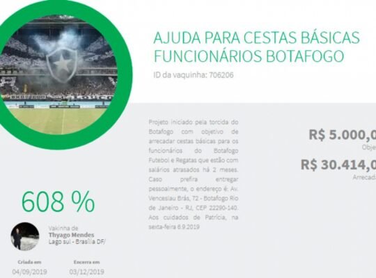 Em seis dias, vaquinha da torcida do Botafogo supera valor arrecadado de campanha da gestão CEP Em seis dias, vaquinha da torcida do Botafogo supera valor arrecadado de campanha da gestão CEP