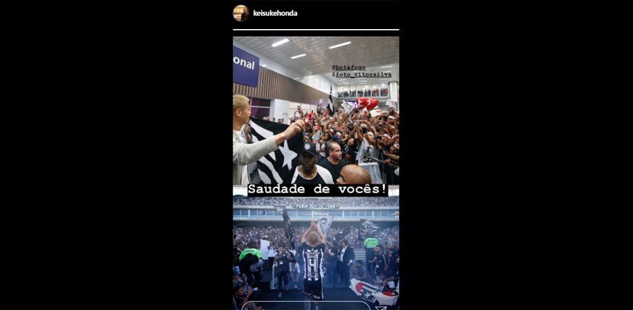 Keisuke Honda diz que está com saudade do Botafogo
