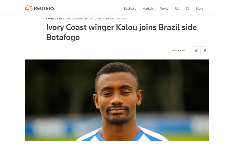 Kalou no Botafogo: repercussão mundial com as manchetes da contratação