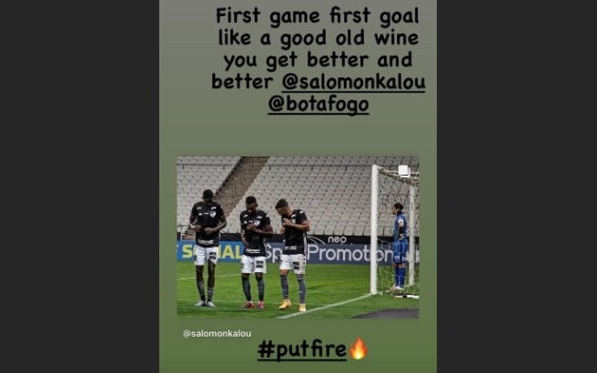Drogba parabeniza Kalou pelo primeiro gol com a camisa do Botafogo
