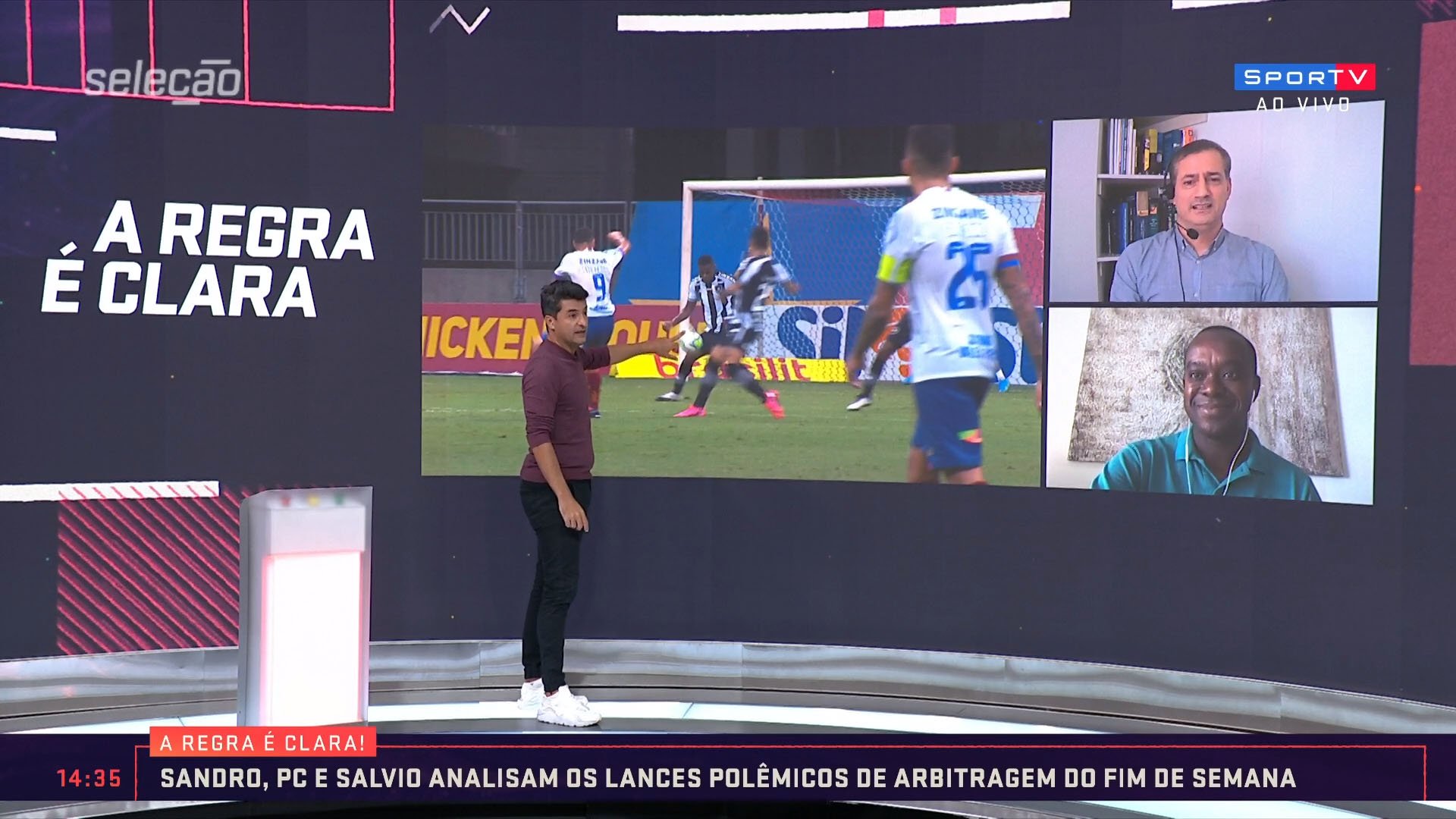 Sandro Meira Ricci, Sálvio Spínola e Paulo César Oliveira analisa pênalti em Bahia 1x0 Botafogo