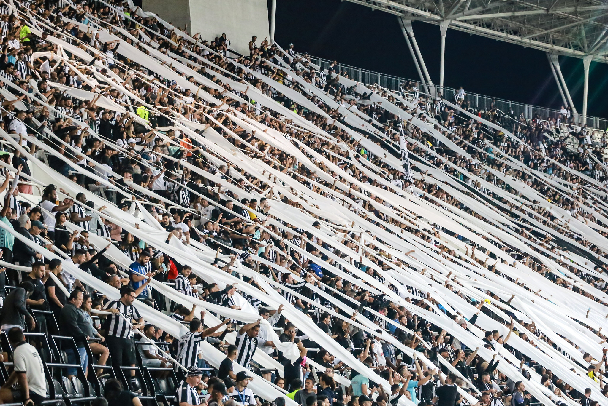 Torcida do Botafogo em jogo com Red Bull Bragantino no Estádio Nilton Santos pelo Campeonato Brasileiro