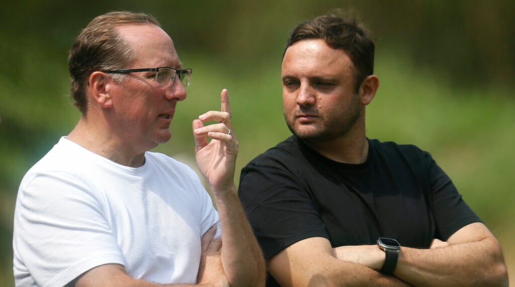 John Textor e André Mazzuco no treino do Botafogo | Agosto 2023