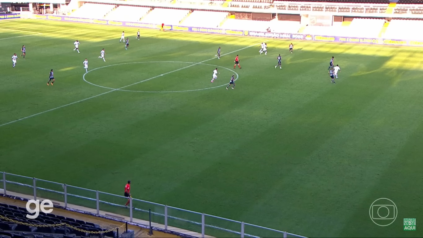 Linha alta Botafogo em jogo com Santos