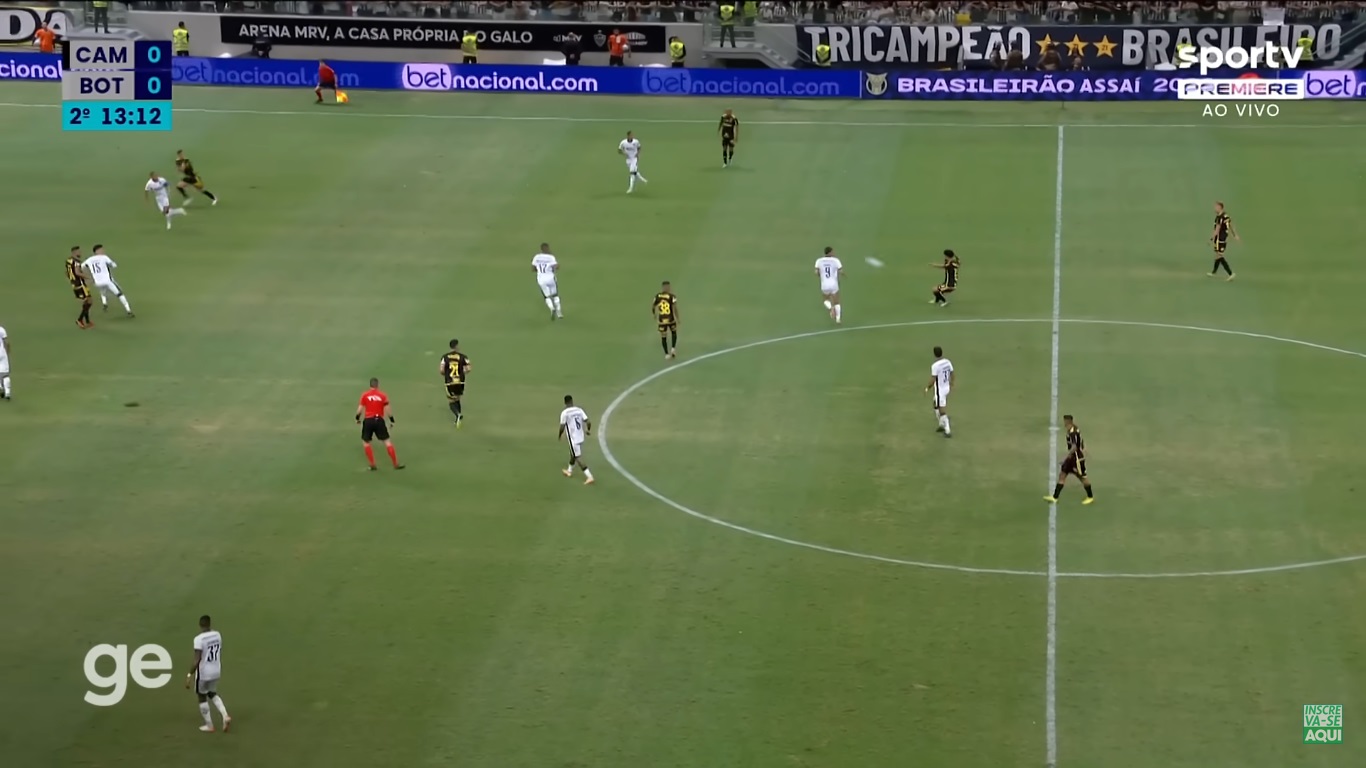 Linha alta Botafogo contra Atlético-MG