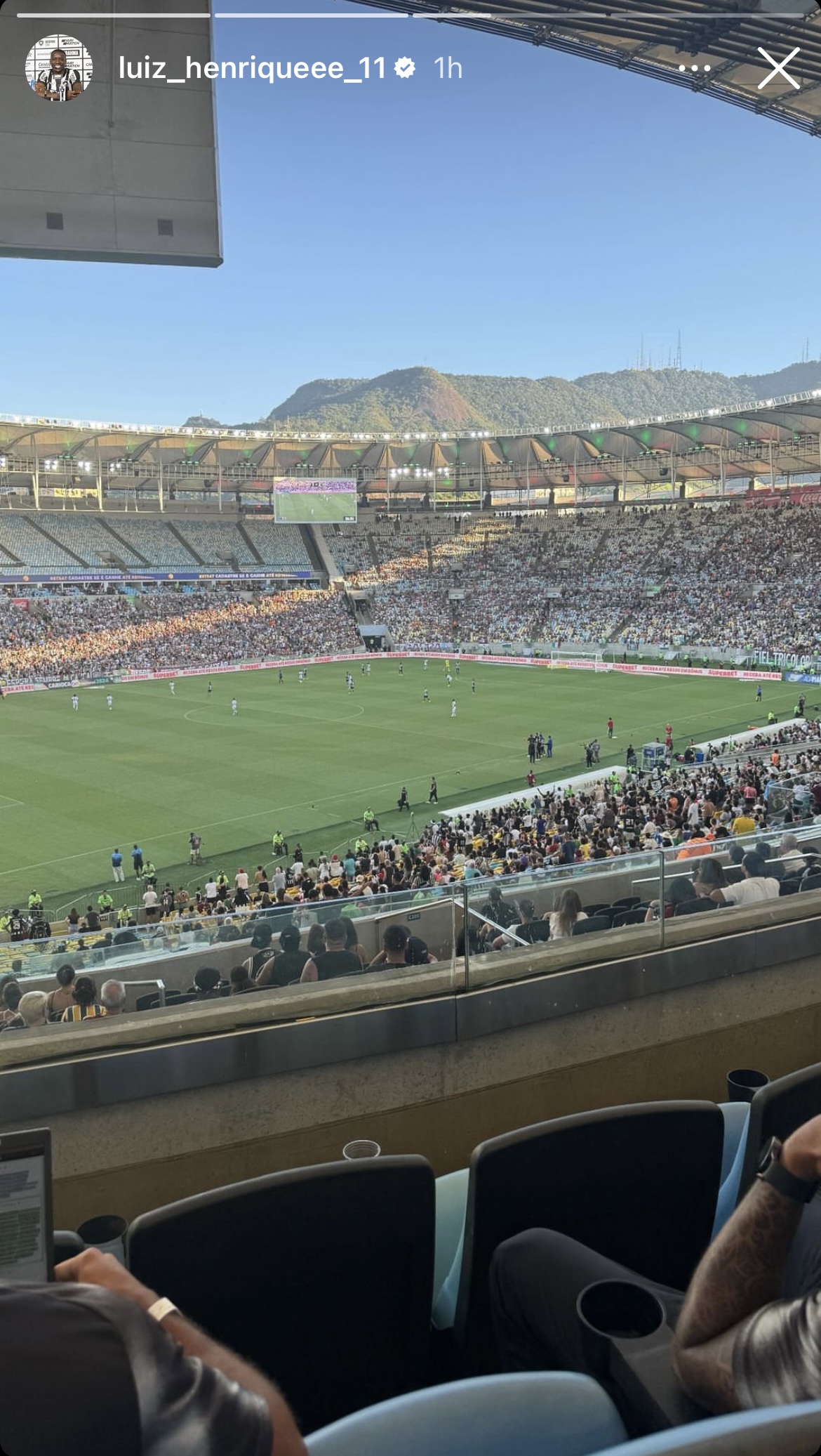 Story de Luiz Henrique no Maracanã em Fluminense 2 x 4 Botafogo