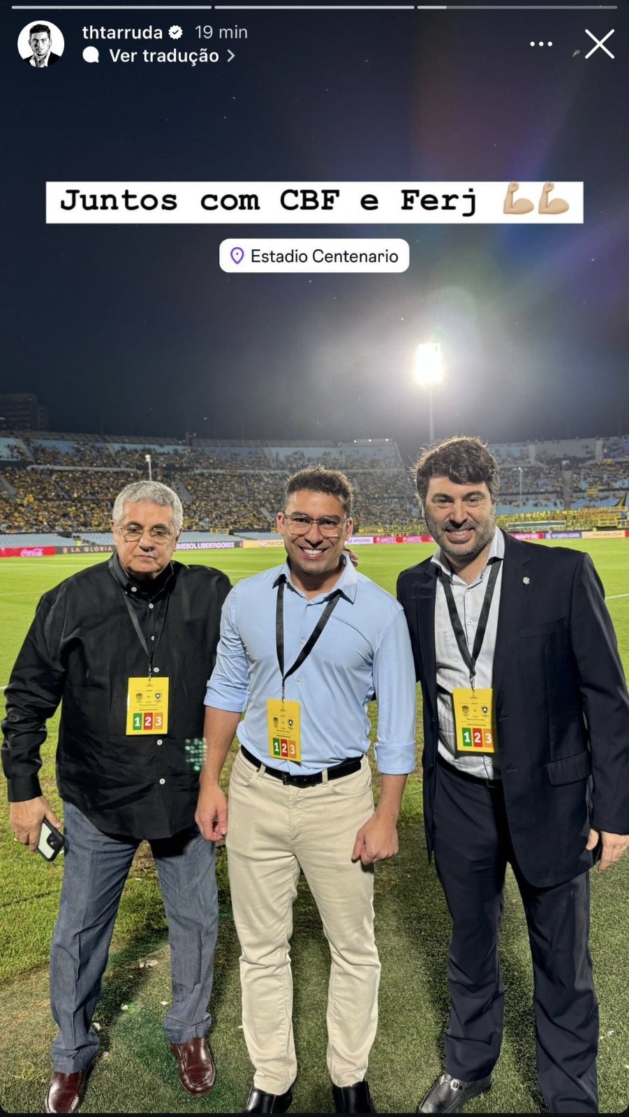 Rubens Lopes, da Ferj, Thairo Arruda, do Botafogo, e Julio Avellar, da CBF