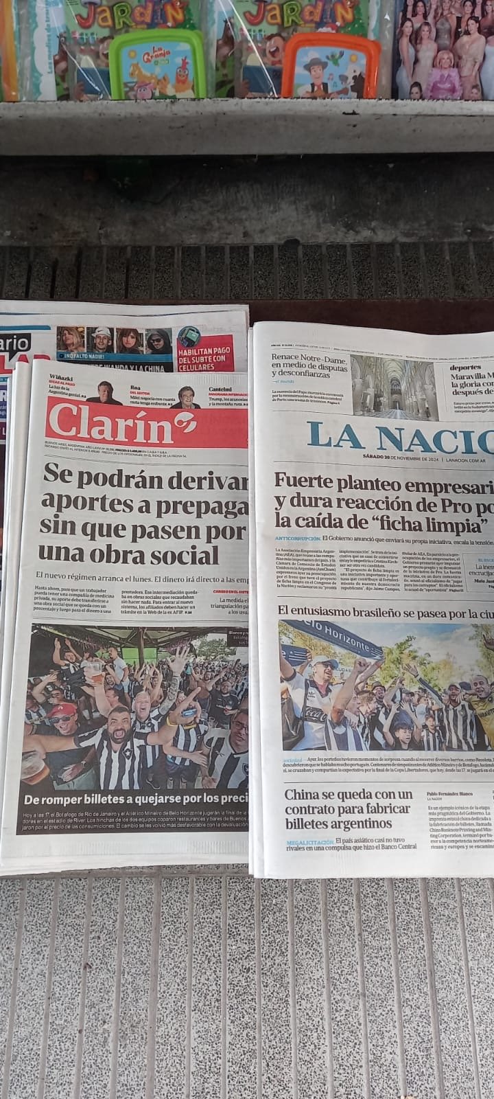 Jornais da Argentina exaltam torcida do Botafogo